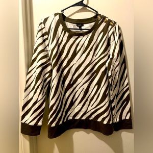 Brand Talbots Size L Color White W/Brown Zebra 🦓 print